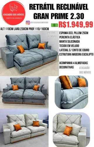 Sofá Retrátil Reclinável 2.10 cm