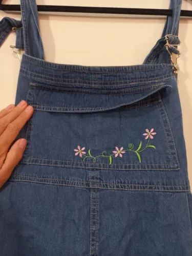 Macacão jeans moda gestante Fruto do Ventre GG