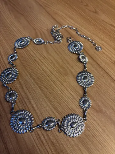 cinto vintage corrente metal prata