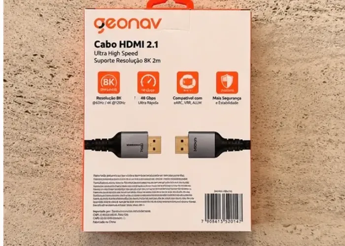Cabo HDMI 2.1 Geonav 2m Ultra High Speed 8K Original - Novo