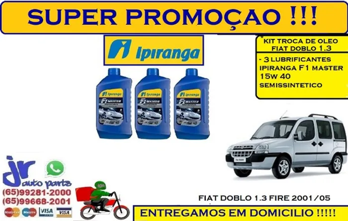 Kit Lubrificante Ipiranga F1 Master 15W 40 Fiat Doblo 1.3 2001/05