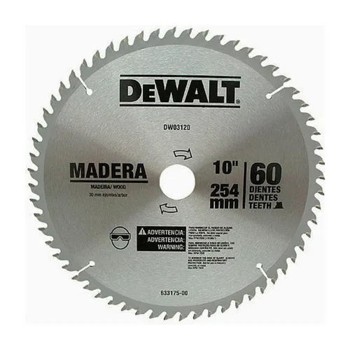 Disco Lâmina de Serra para Madeira 10 Polegadas 254mm x 30mm x 60 Dentes DeWalt DWA03120