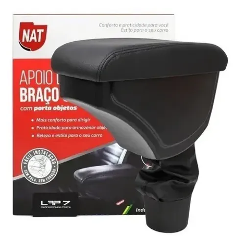 Apoio Descanso de Braço Nissan Versa 2012 à 2019 - Preto c/ Costura Preta