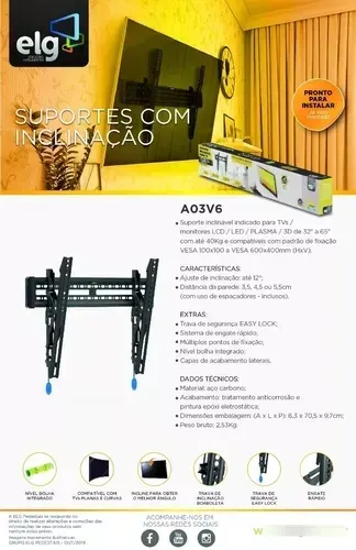 Suporte de TV articulado com inclinação A03V6 - ELG