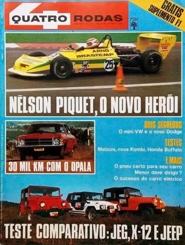 Jeep Willys x Gurgel X12 x JEG, Piquet, Kombi 1978 - Revista Quatro Rodas