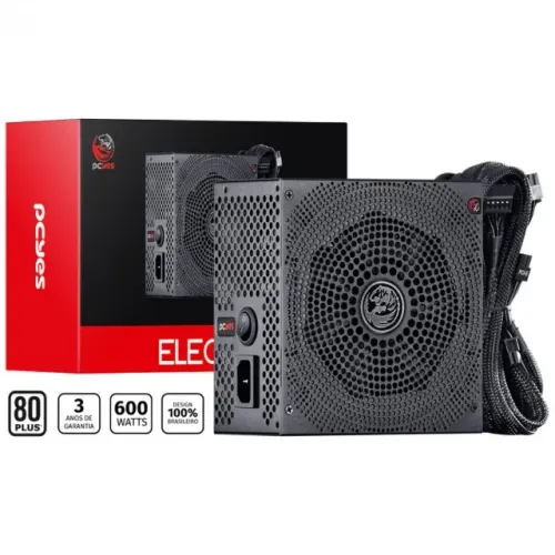 Fonte ATX 600W Real PFC Ativo 80 Plus White Pcyes Electro V2 - 3 Anos de Garantia - WZetta
