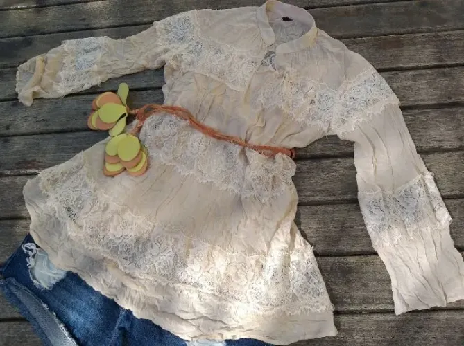 Vestido Bata Farm com sobreposição M