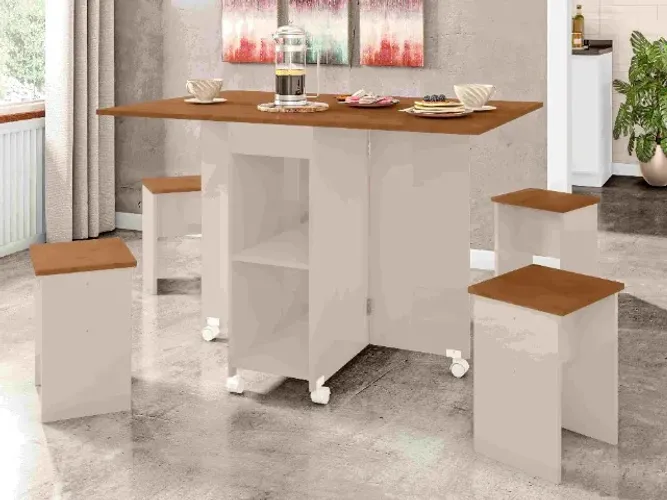 Mesa dobrável com 4 cadeiras