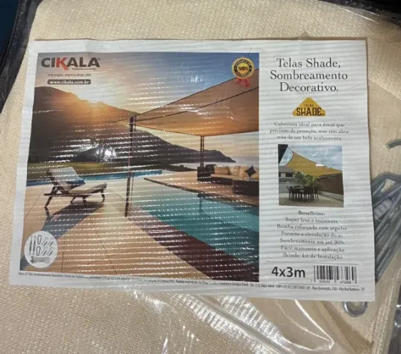 Tela Toldo Vela Areia Sombreamento Shade 4x3+kit Instalação