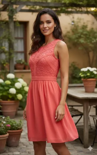 Vestido lindo Tam 40 na cor coral intenso com forro