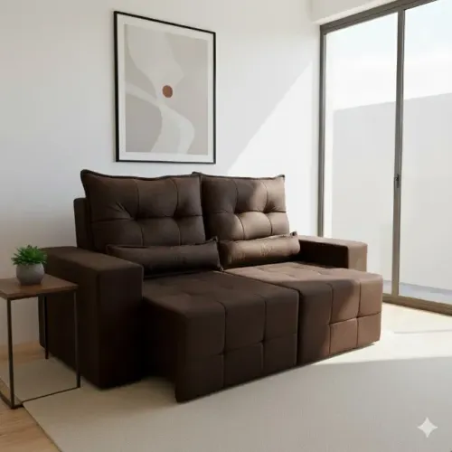 Sofa retratil e reclinavel marrom 