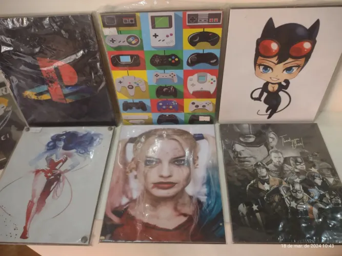 Quadros Decorativos de Games - Playstation, Harley Quinn, Capitão América e Outros!