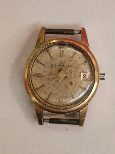 relógio eterna-matic automático vintage - para reparo - coroa quebrada