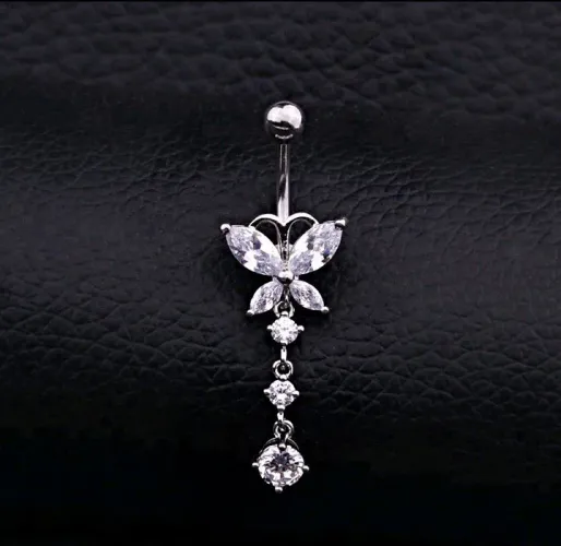 Piercing de umbigo com Borboleta de Cristal