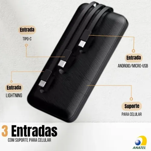 Carregador Portátil Peining Wup-1024 Preto - Power Bank Preto