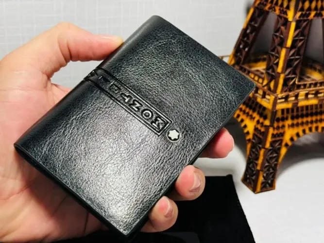 PORTA CARTÃO MASCULINO MONTBLANC COURO LEGITIMO PRETO POLIDO MB PREMIUM LANÇAMENTO 2025