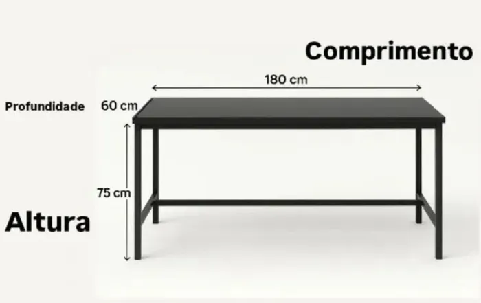 Mesa industrial 180x60 cm Ótimo estado, ideal para escritório/ Sem cadeiras