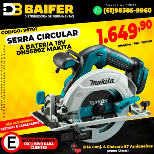 Serra Circular a Bateria 18V DHS680Z Makita