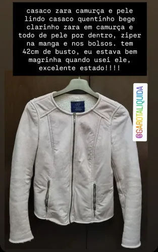 Casaco Zara Camurça e Pele Bege