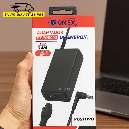 Fonte Carregador Notebook Universal 19V 3.42A Plug 5.5x2.5mm 65W Bivolt - Compativel Posit