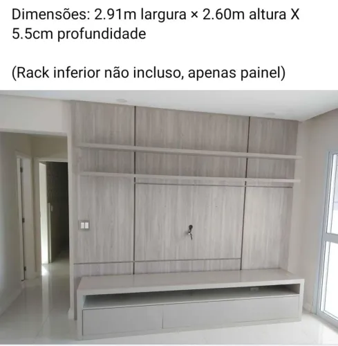 Painel planejado gigante com prateleiras suspensas planejado em mdf