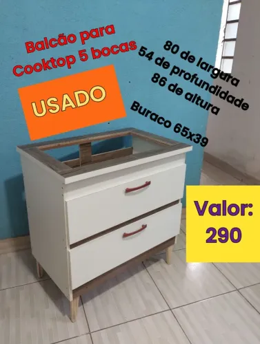 Balcão p Cooktop - ENTREGO - semi novo