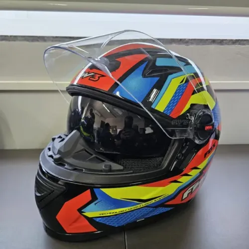 Capacete FW3 GTX Fox Masculino Feminino Laranja Azul Tamanho 56