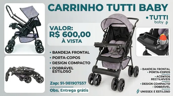 Carrinho para bebê Tutti baby NOVO
