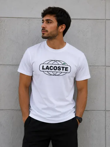 Camiseta Lacoste Branca - Malha Peruana Casual Premium 30:1