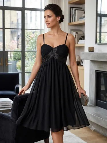 Vestido preto elegante festa/casual chique - M