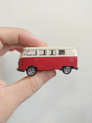 Miniatura Welly Kombi 1963 Vermelho/bege Volkswagen T1 Bus 1:64 Loose Diecast Novo