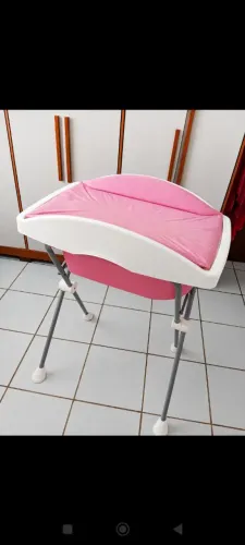 Trocador infantil+banheira rosa