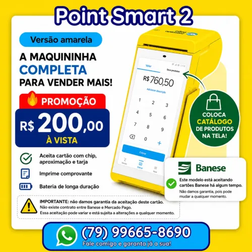 Máquina de Cartão - Está aceitando Banese - Point Smart 2