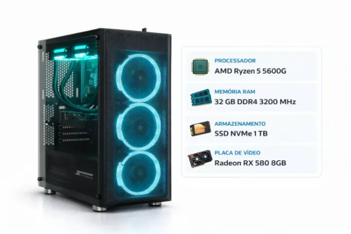 PC Gamer Ryzen 5 + Rx 580 | 32gb Ram | Ssd Nvme 1tb