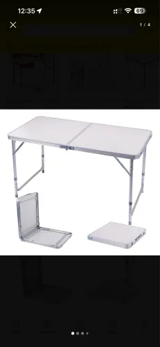 Mesa dobravel vira maleta camping 120cm x 60cm branca