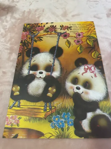 Papel de carta grande A4 panda raro da década de 80
