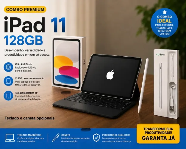 iPad 11 A16 128gb teclado magnético caneta garantia Apple