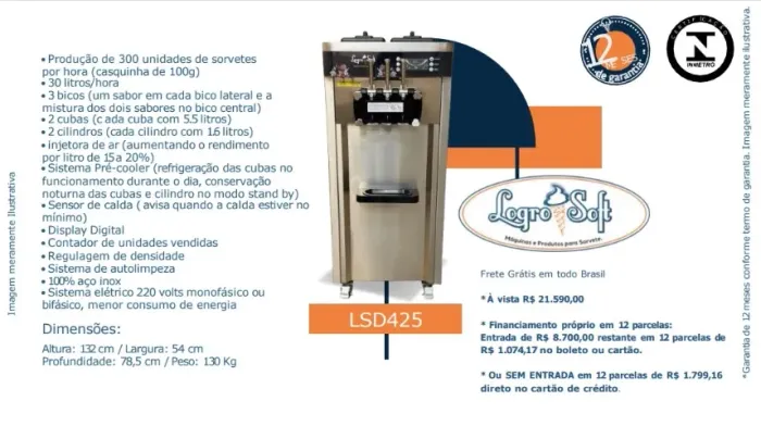 Máquina de fazer sorvete semi nova 