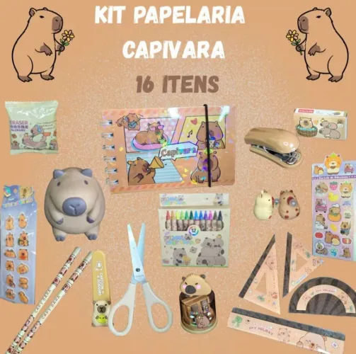 Kit papelaria capivara - Volta as aulas