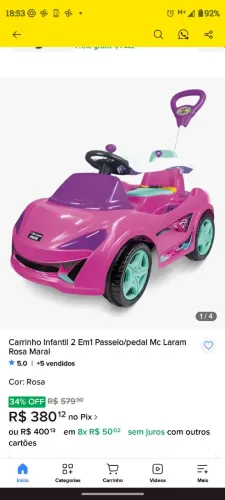 Velotrol menina de carro