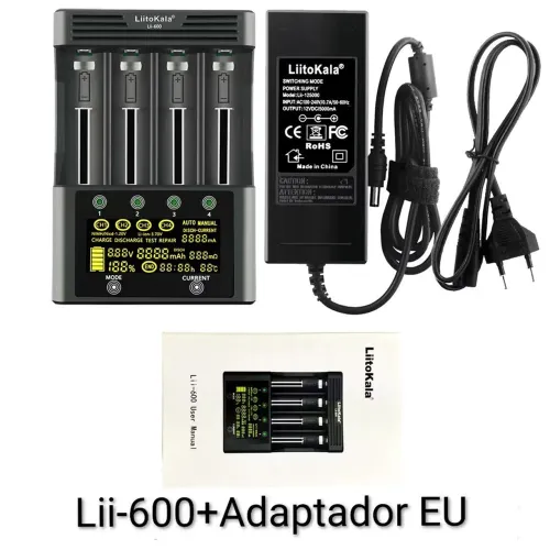 Liitokala Lii-600 Carregador/Testador de baterias e pilhas recarregáveis.