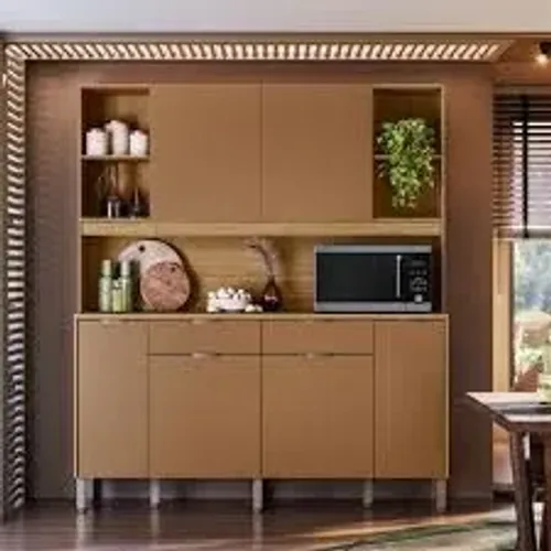 Armário de Cozinha Botanika 6Pts 2Gvs Freijo.Caramelo Kits Parana - Entrega Rápida! 
