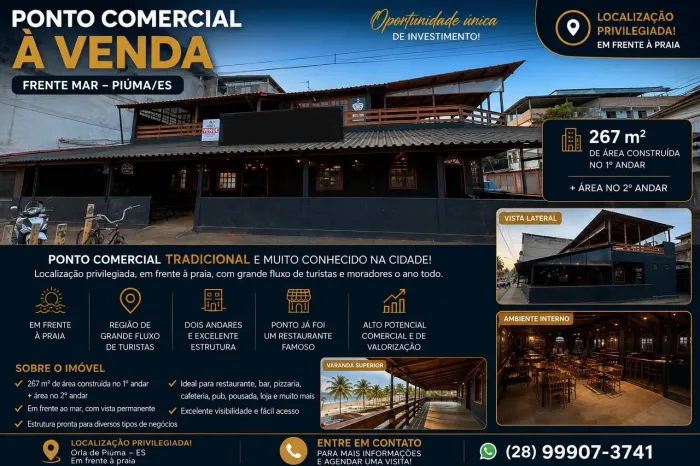 OPORTUNIDADE ÚNICA: PONTO COMERCIAL FRENTE AO MAR EM PIÚMA/ES?