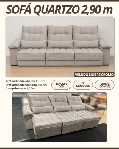Sofá Retrátil Reclinável 2,90cm