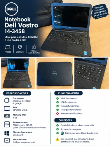 Notebook Dell Vostro 14 | Core i5 | SSD 240GB | 4GB RAM