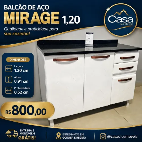 Balcão em aço miragem