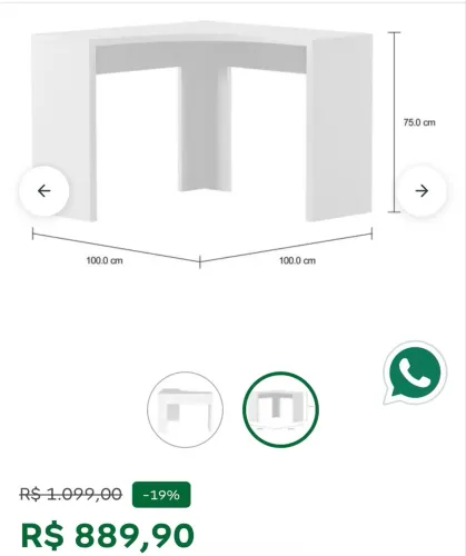 Escrivaninha canto Tok stok branca 
