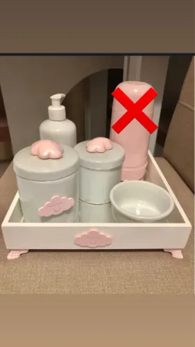 Kit Higiene Bebê Porcelana Nuvem rosa