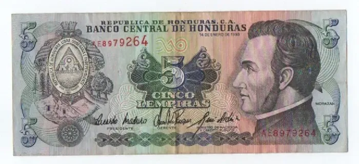 Nota Antiga Honduras - 5 Lempiras - Colecionador
