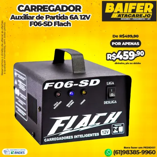 Carregador Auxiliar de Partida 6A 12V F06-SD Flach